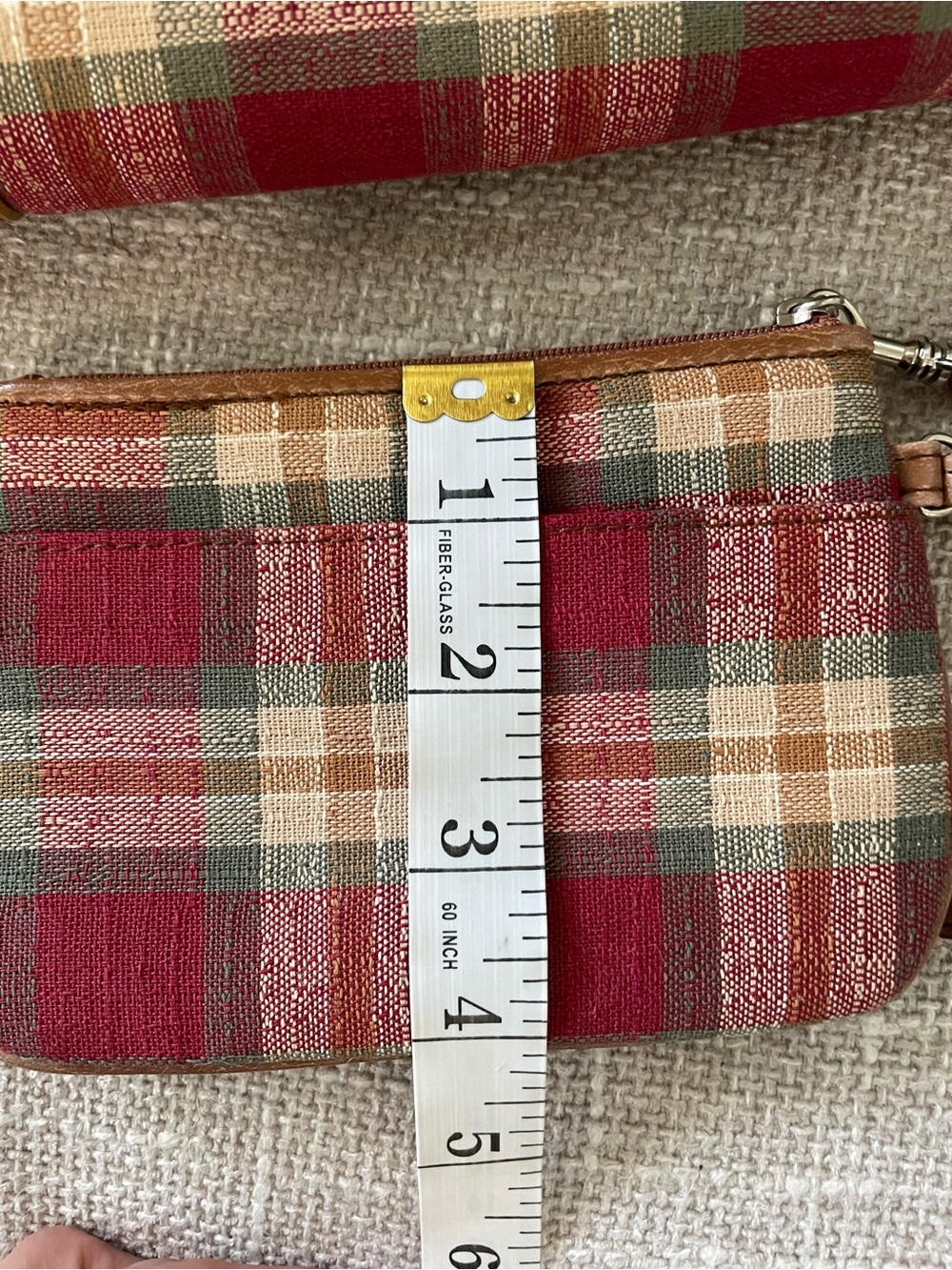 Vintage Longaberger Homestead Plaid Crossbody/Basket Weave Leather w/Wristlet - Picture 8 of 13